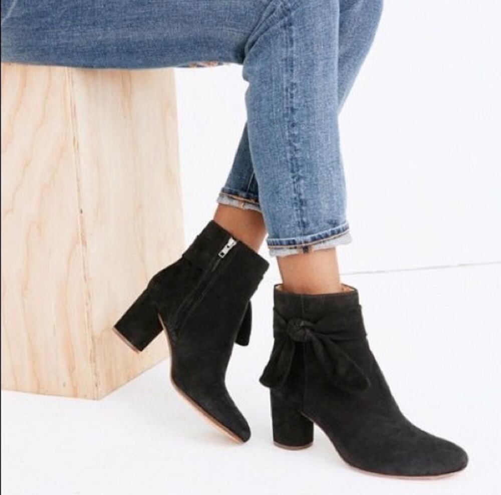 Madewell The Esme Bow Boot in Suede Size 8.5M